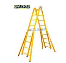 Dubbele GVK ladder 2x9 sporten verbrede basis opengaande bomen