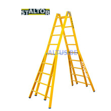 Dubbele GVK ladder 2x9 sporten verbrede basis opengaande bomen