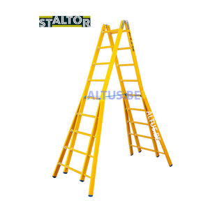 Dubbele GVK ladder 2x9 sporten verbrede basis opengaande bomen