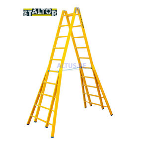 Dubbele GVK ladder 2x10 sporten verbrede basis opengaande bomen