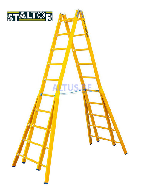 Dubbele GVK ladder 2x10 sporten verbrede basis opengaande bomen