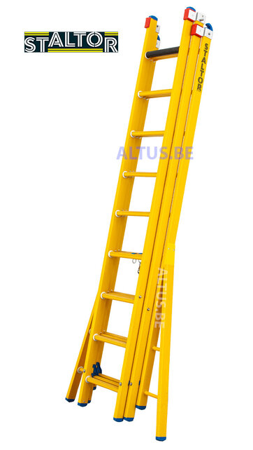 3-delige GVK omvormladder 3x9 verbrede basis opengaande bomen