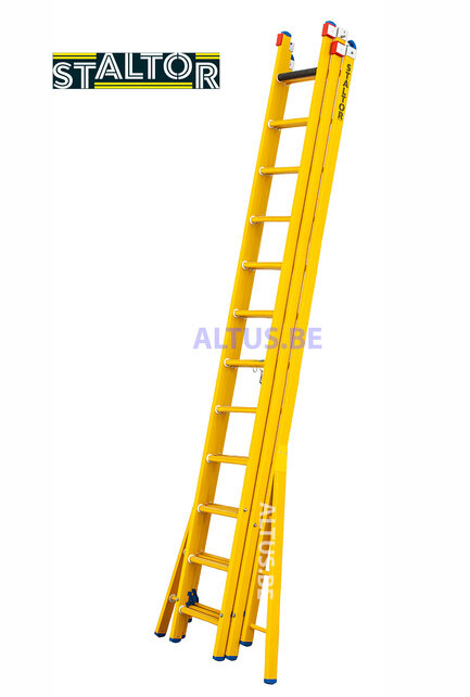 3-delige GVK omvormladder 3x12 verbrede basis opengaande bomen