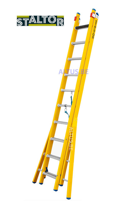 2-delige GVK omvormladder 2x10 alu sporten verbrede basis opengaande bomen