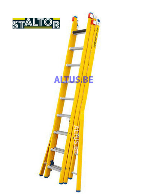 3-delige GVK omvormladder 3x9 alu sporten verbrede basis opengaande bomen