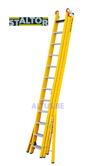 3-delige GVK omvormladder 3x12 alu sporten verbrede basis opengaande bomenv