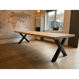 Boomstam eettafel Darneo | Rechthoekig | Licht eiken