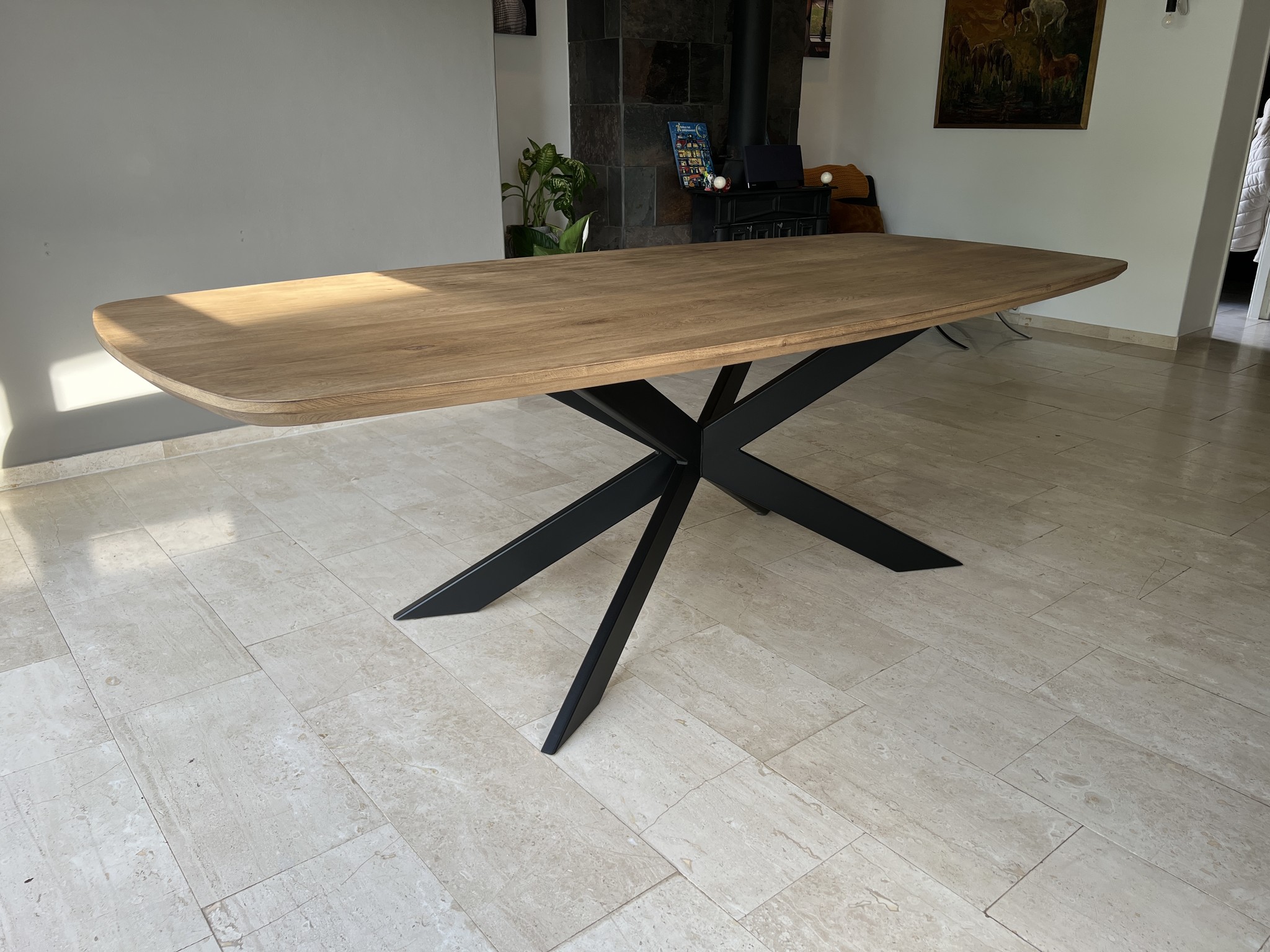 Deense ovale tafel met kruispoot - Perfect elk interieur - Houtentafelshop.nl