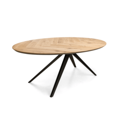 Visgraat eettafel Bramon | Ovaal | Licht eiken