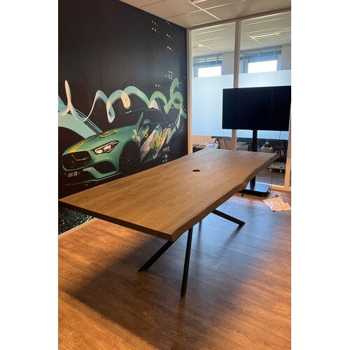 Boomstam Vergadertafel Lennon | Rechthoekig | Donker eiken