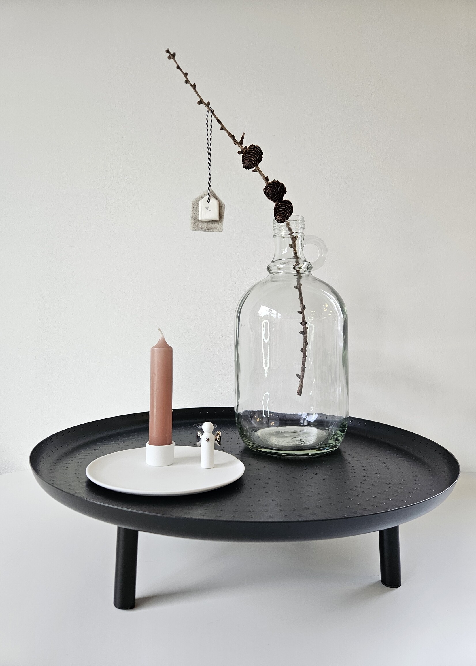 Porseleinen kandelaar met engeltje (zilver kleurig)