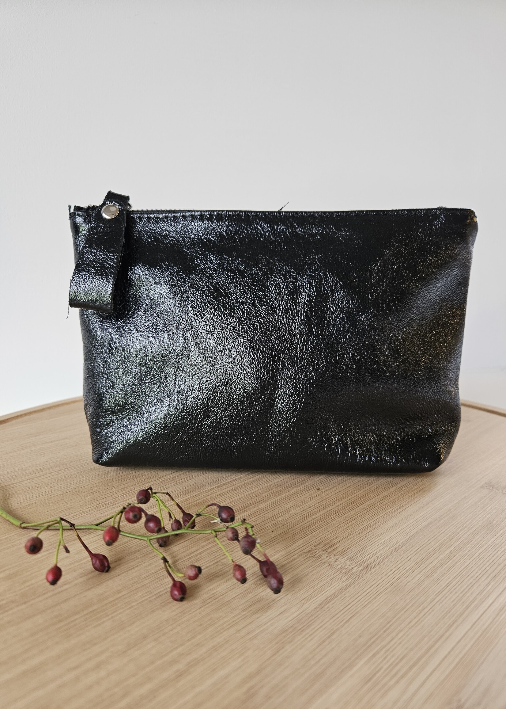 Mooie lederen beauty bag in zwart, voor al je dierbare spullen