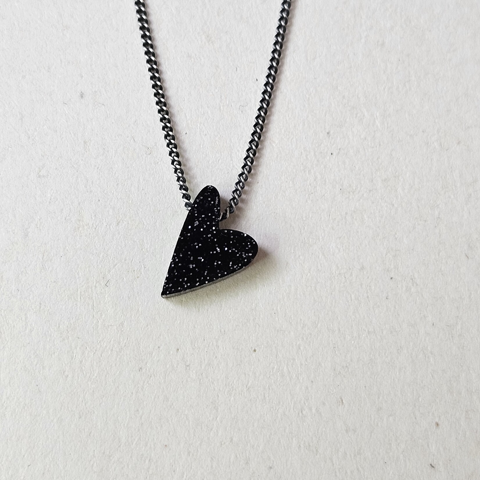 Ketting Zwart Hart Sparkle - Loved by me