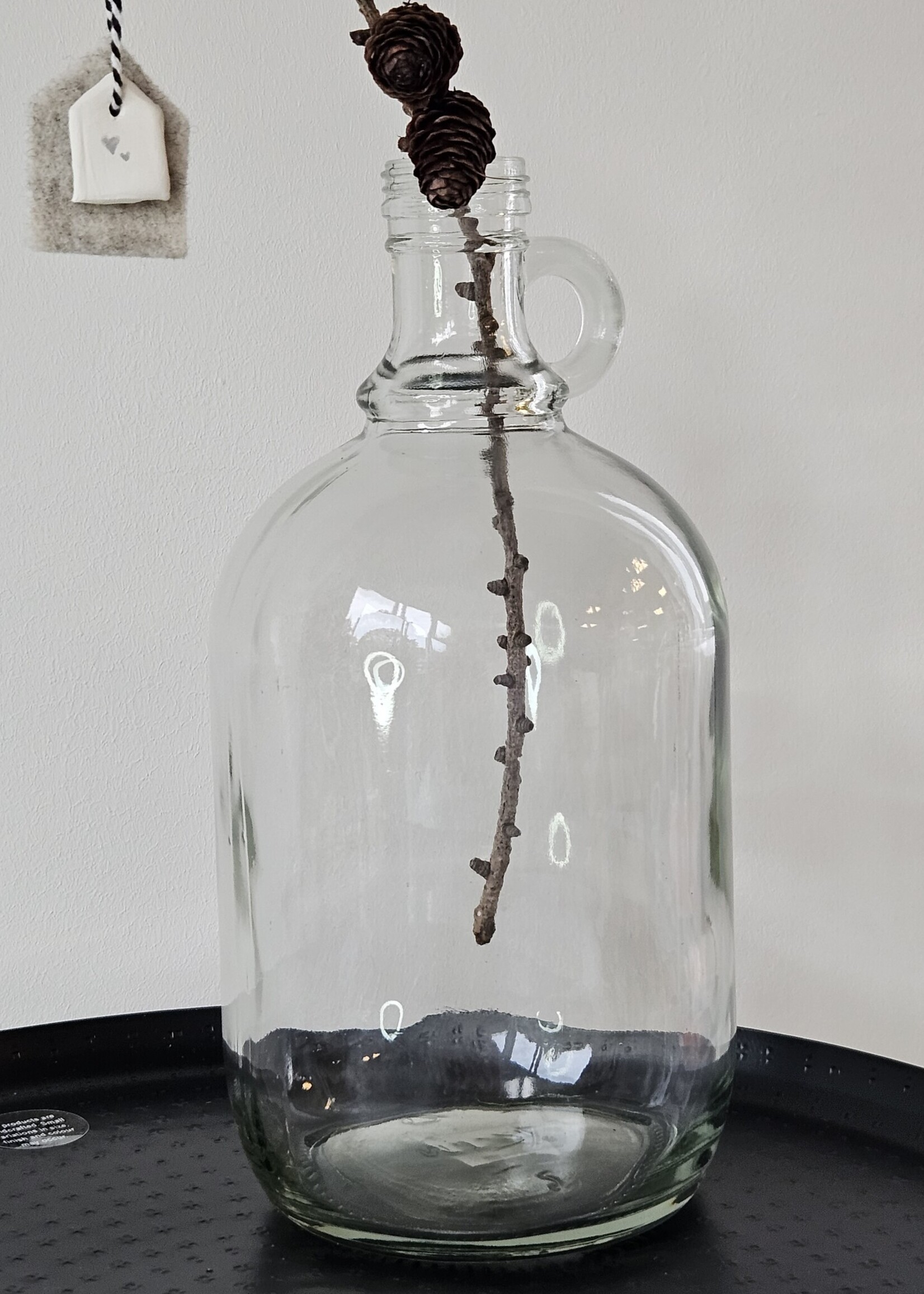 Glazen vaas in de vorm van een fles (h26,5cm)