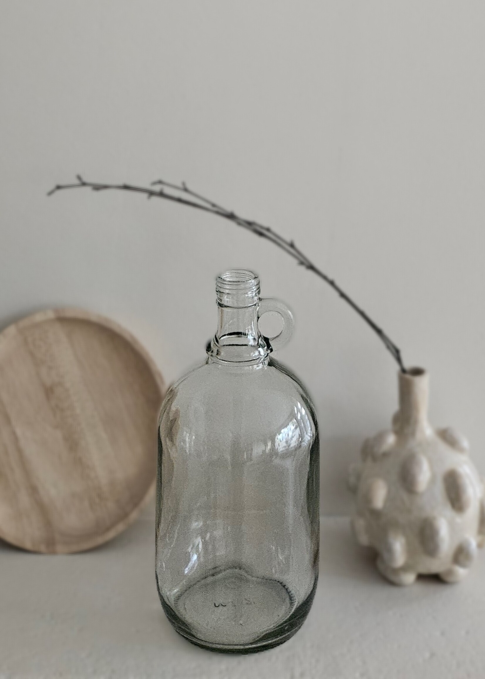 Glazen vaas in de vorm van een fles (h26,5cm)