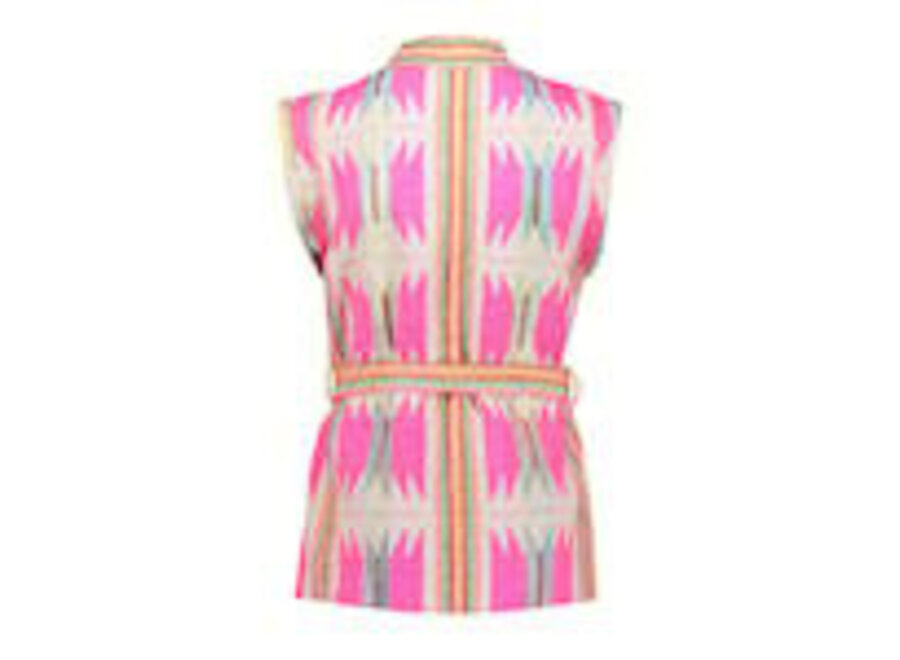 Mouwloos Vest 45060K sand/fuchsia