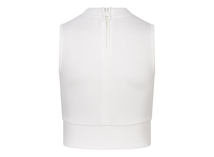 Cropped Top Rib Zip OffWhite