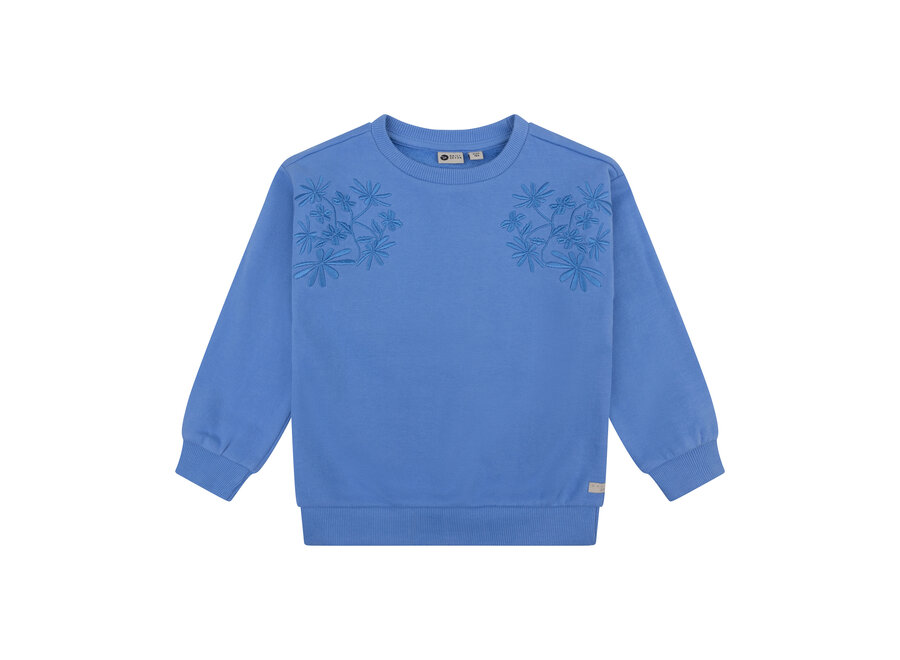 Sweater Embroidery Flower 930035 PurpleBlue