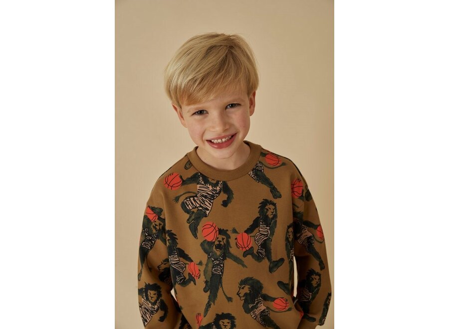 Sweater Print Jump For Joy 71600573 Olijf