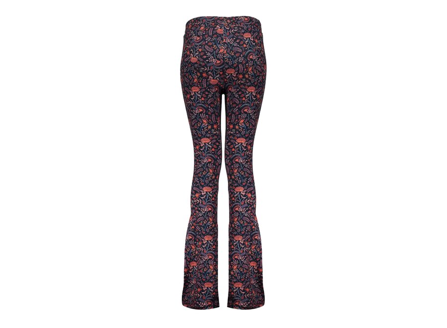 Flared broek print  Small Flowers 41579K Navy/red