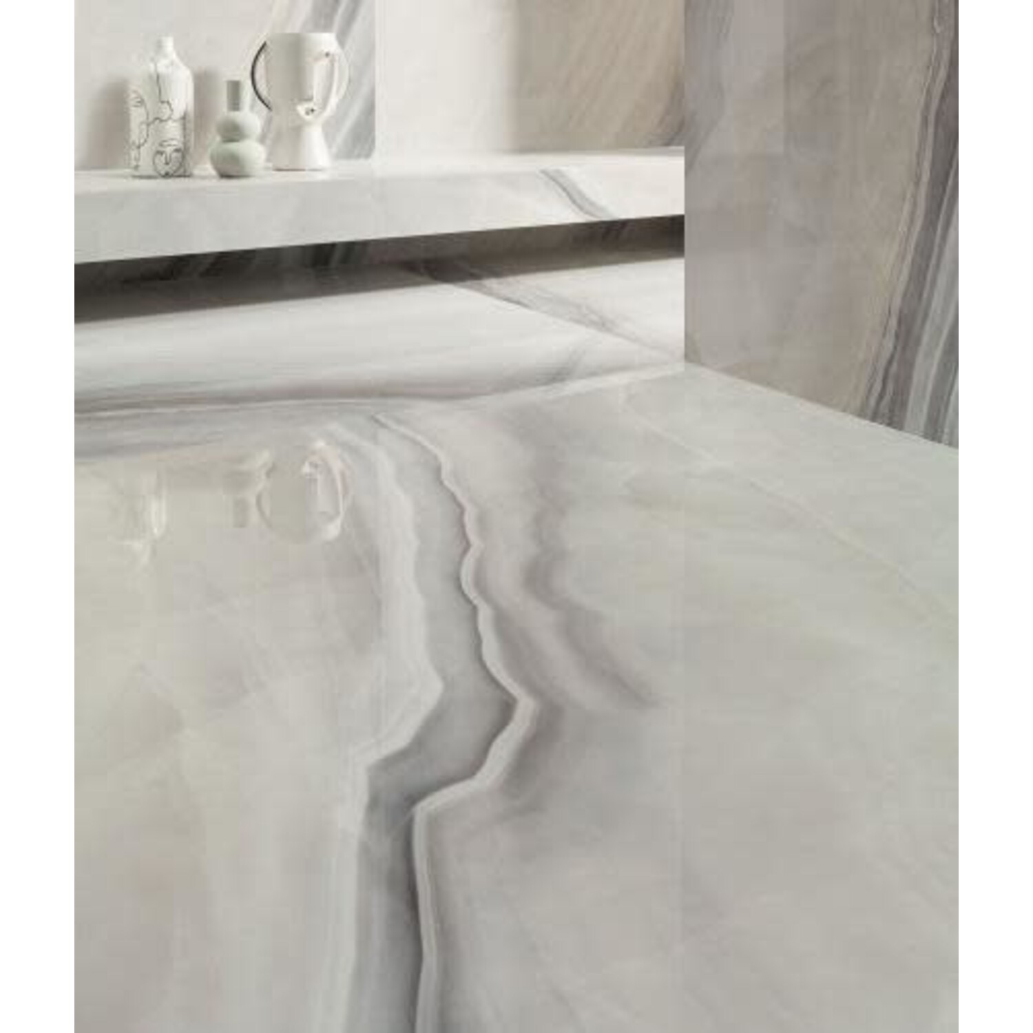 Vloer- en wandtegel  marmerlook White Opal POL 240 x 120 cm