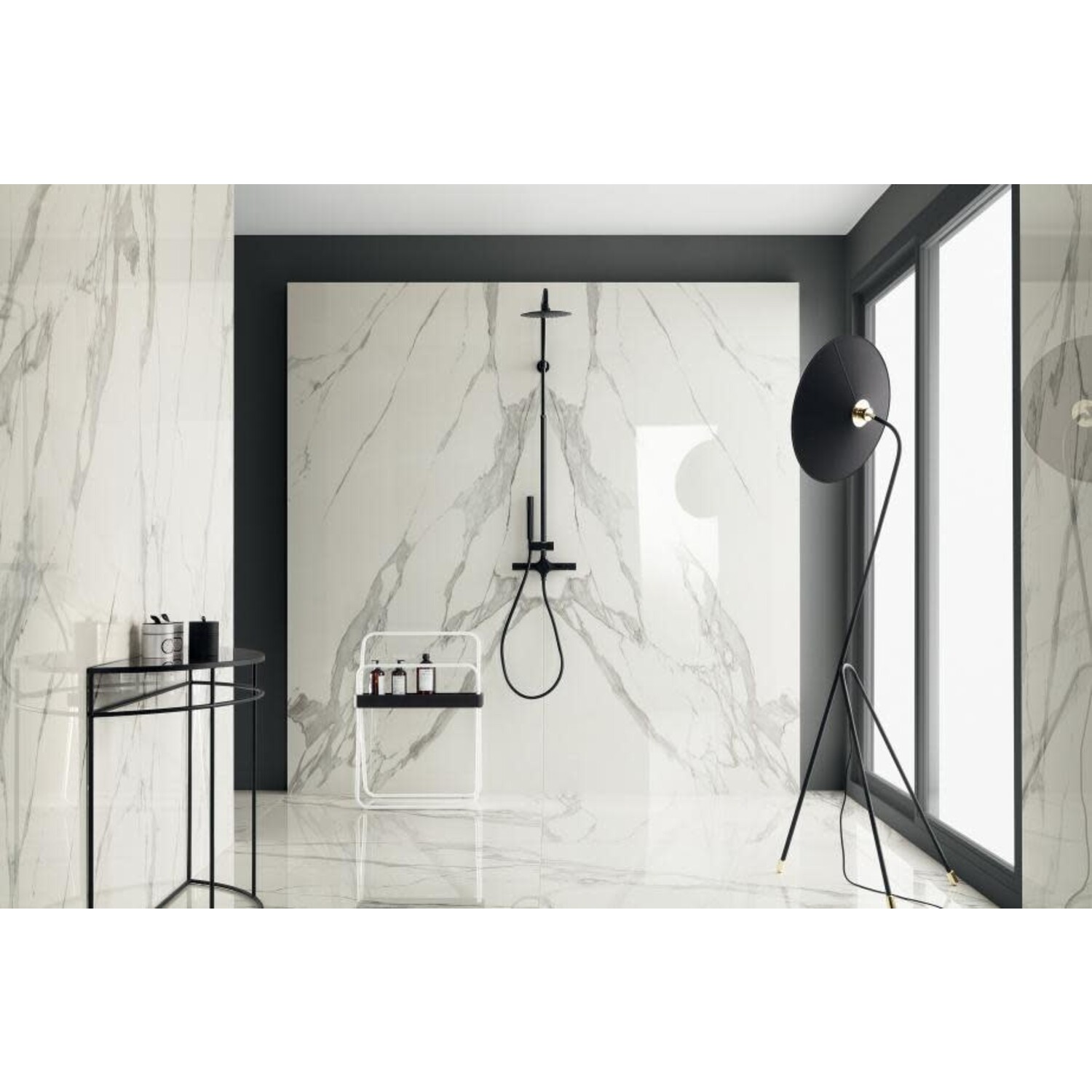 Vloer- en wandtegel marmerlook wit Specchio Carrara SAT 120 x 120