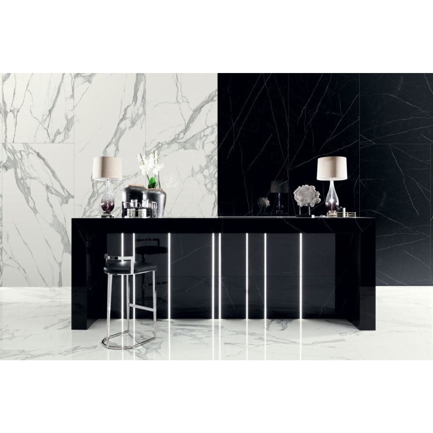 Vloer- en wandtegel marmerlook wit Specchio Carrara SAT 120 x 120