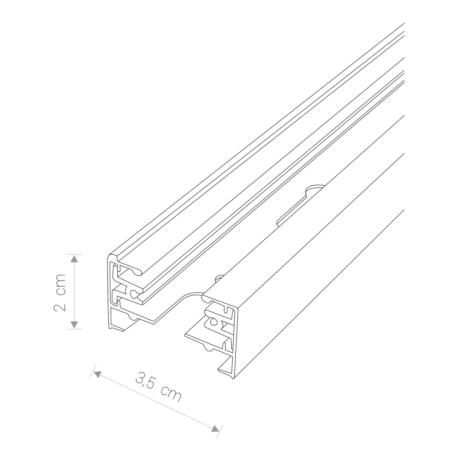 Opbouw Profiel Rails Zwart 1M