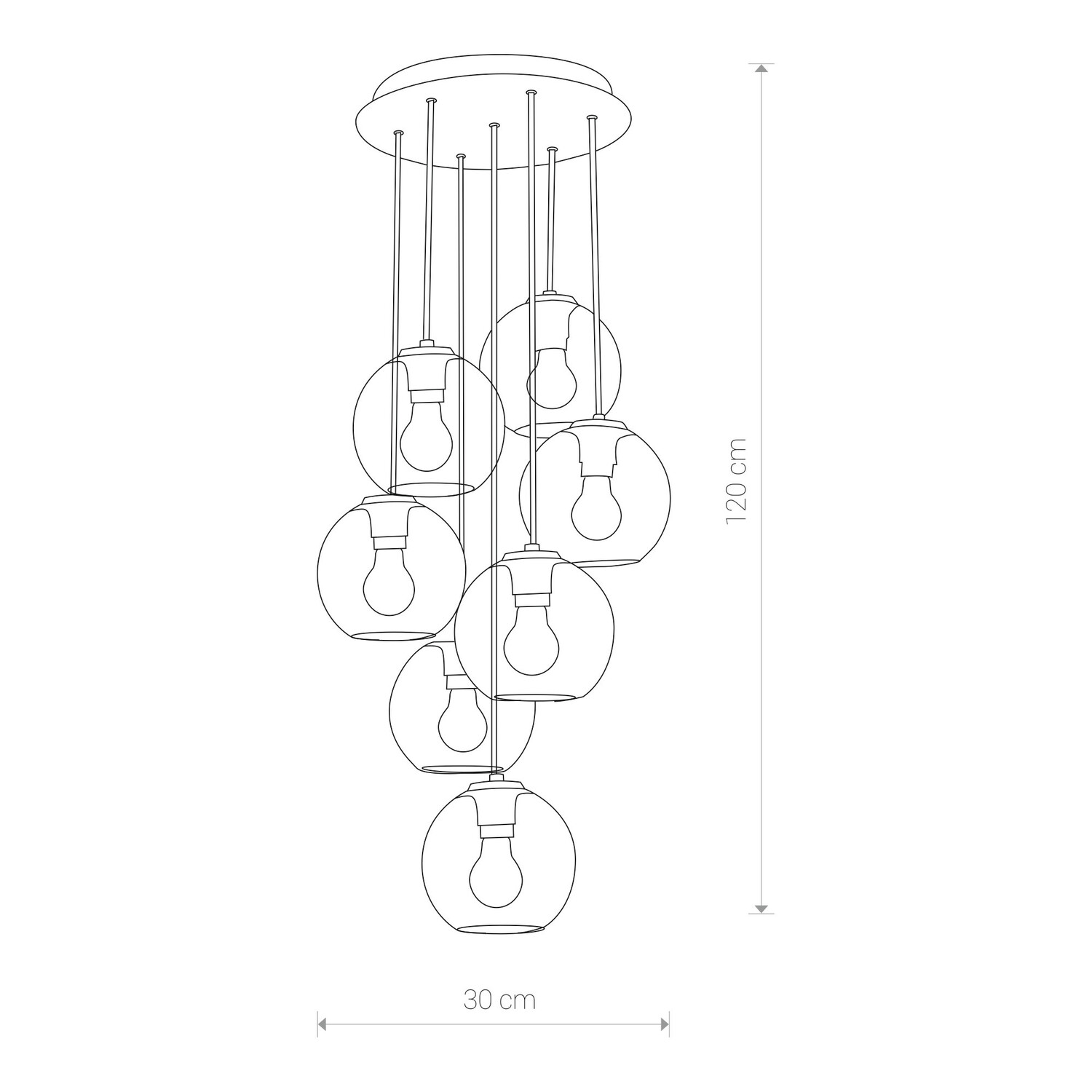 Hanglamp bubble rookglas - Vetro VII