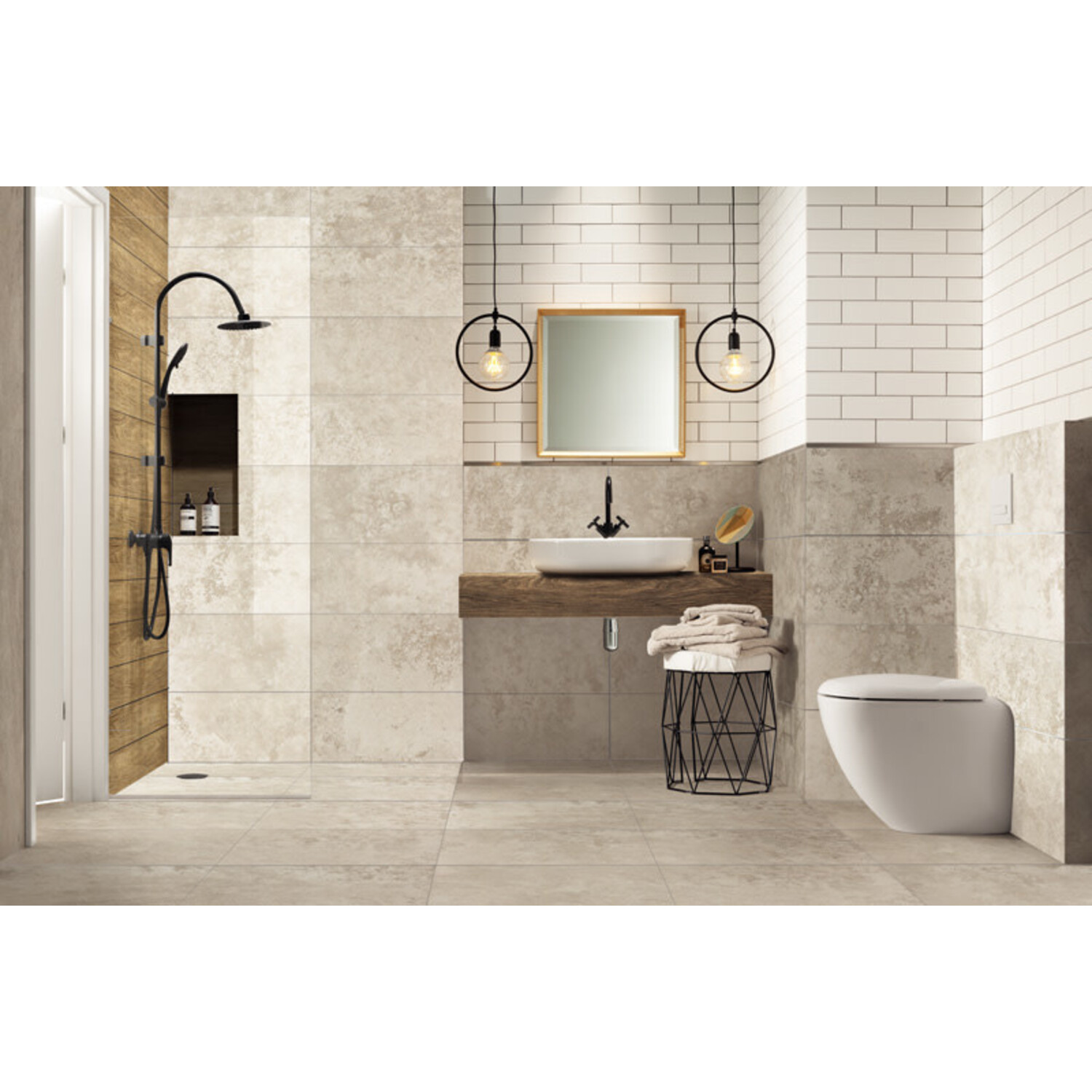 Tubadzin Vloer- en wandtegel beige betonlook Neutral MAT 60 x 60