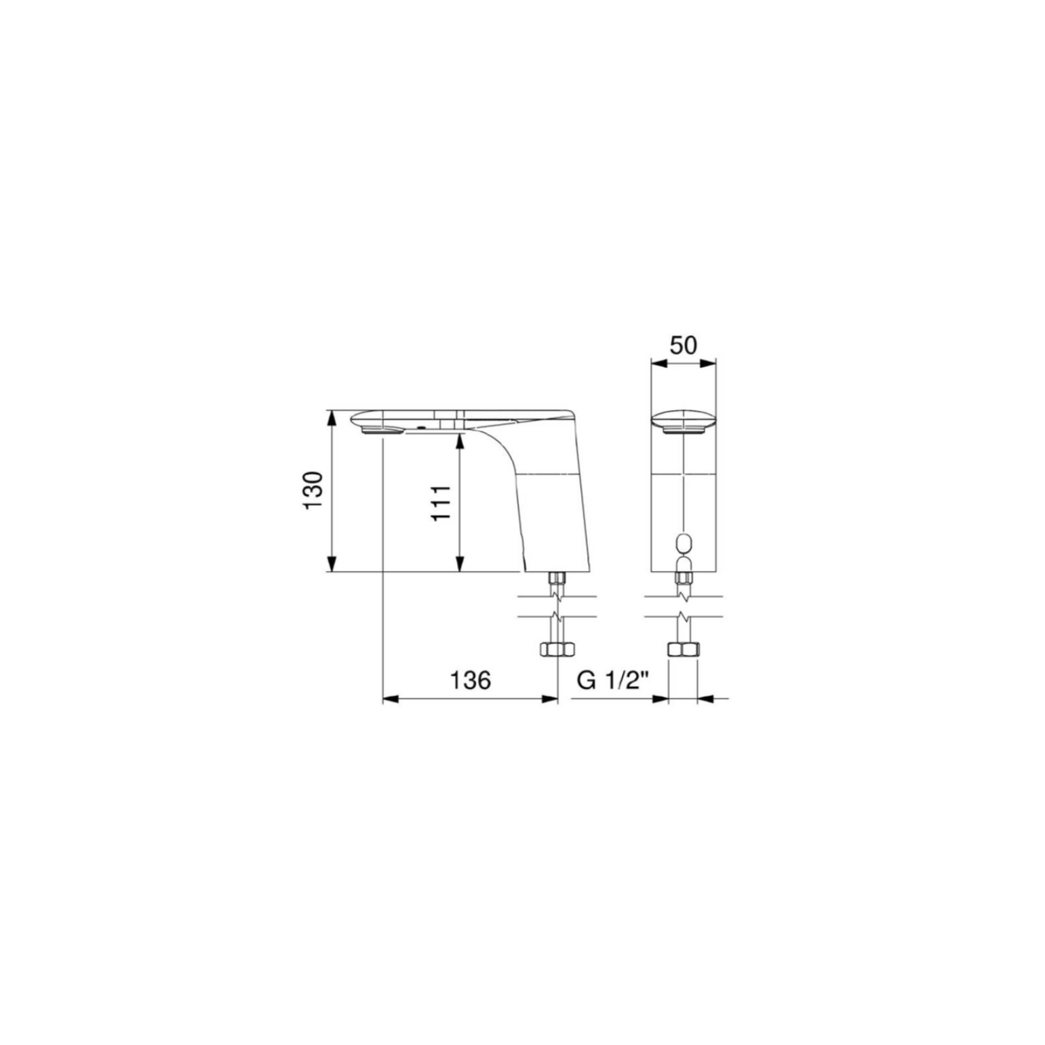 Napoli Elektronische Wastafelkraan Chroom 6V