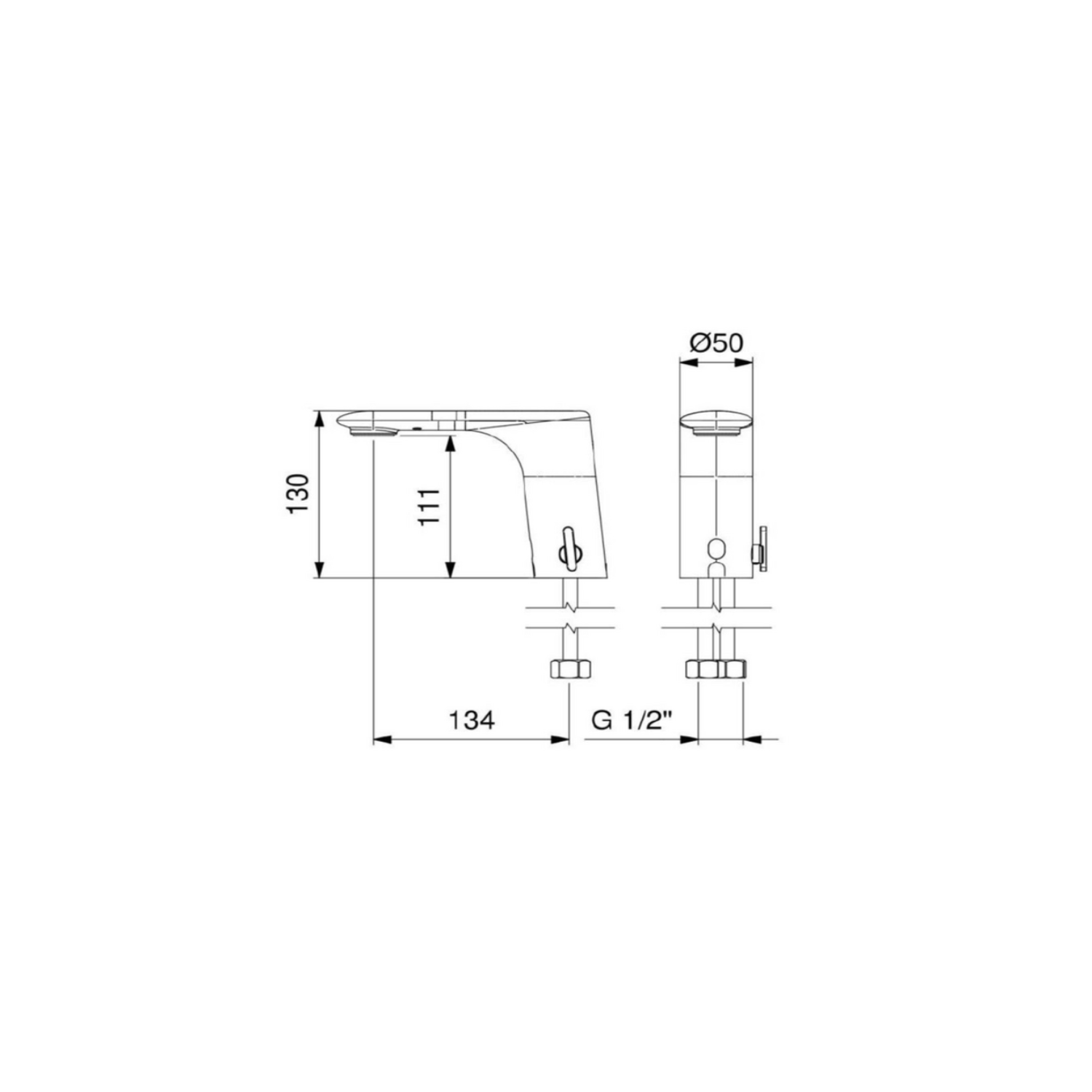 Napoli Elektronische Meng-wastafelkraan Chroom 230V