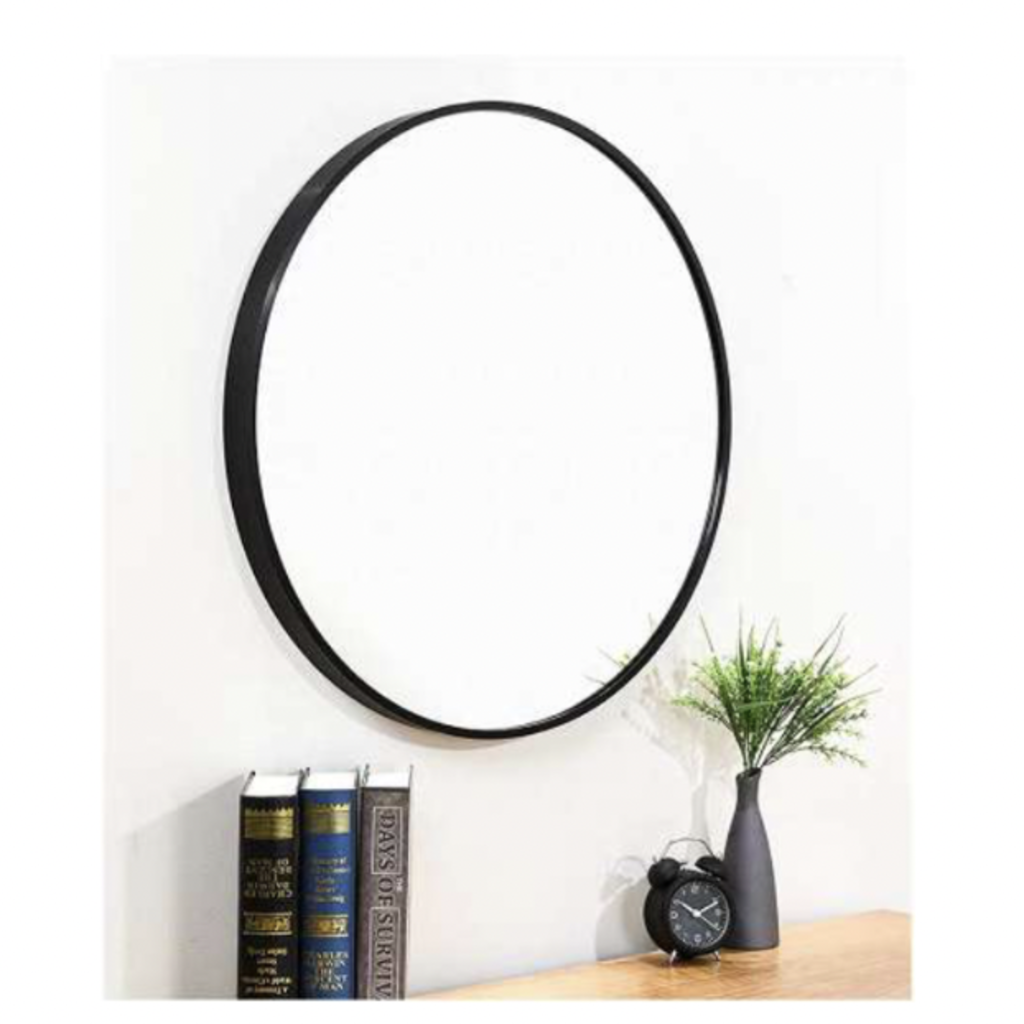 Mirror Round ALU Black 60cm