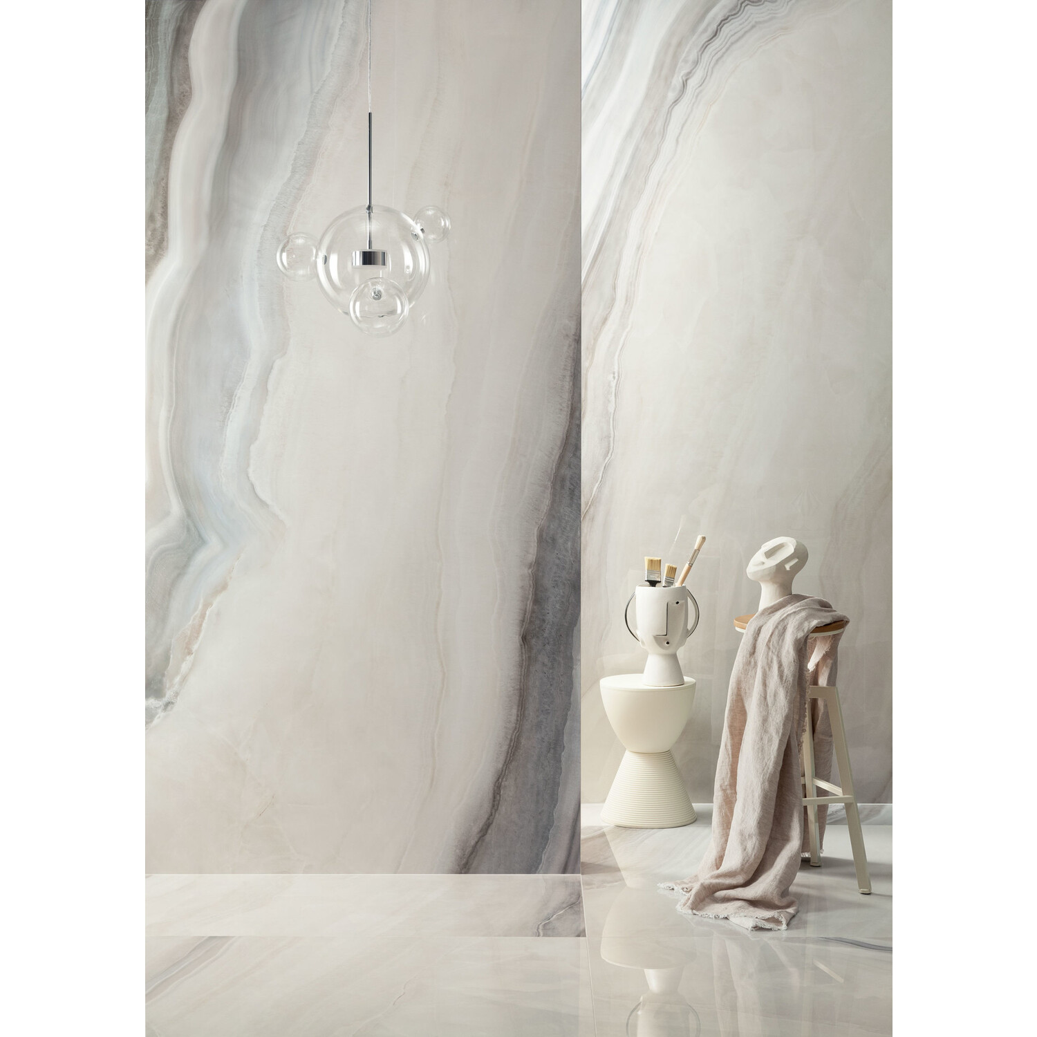 Vloer- en wandtegel  marmerlook White Opal 80 x 80 cm