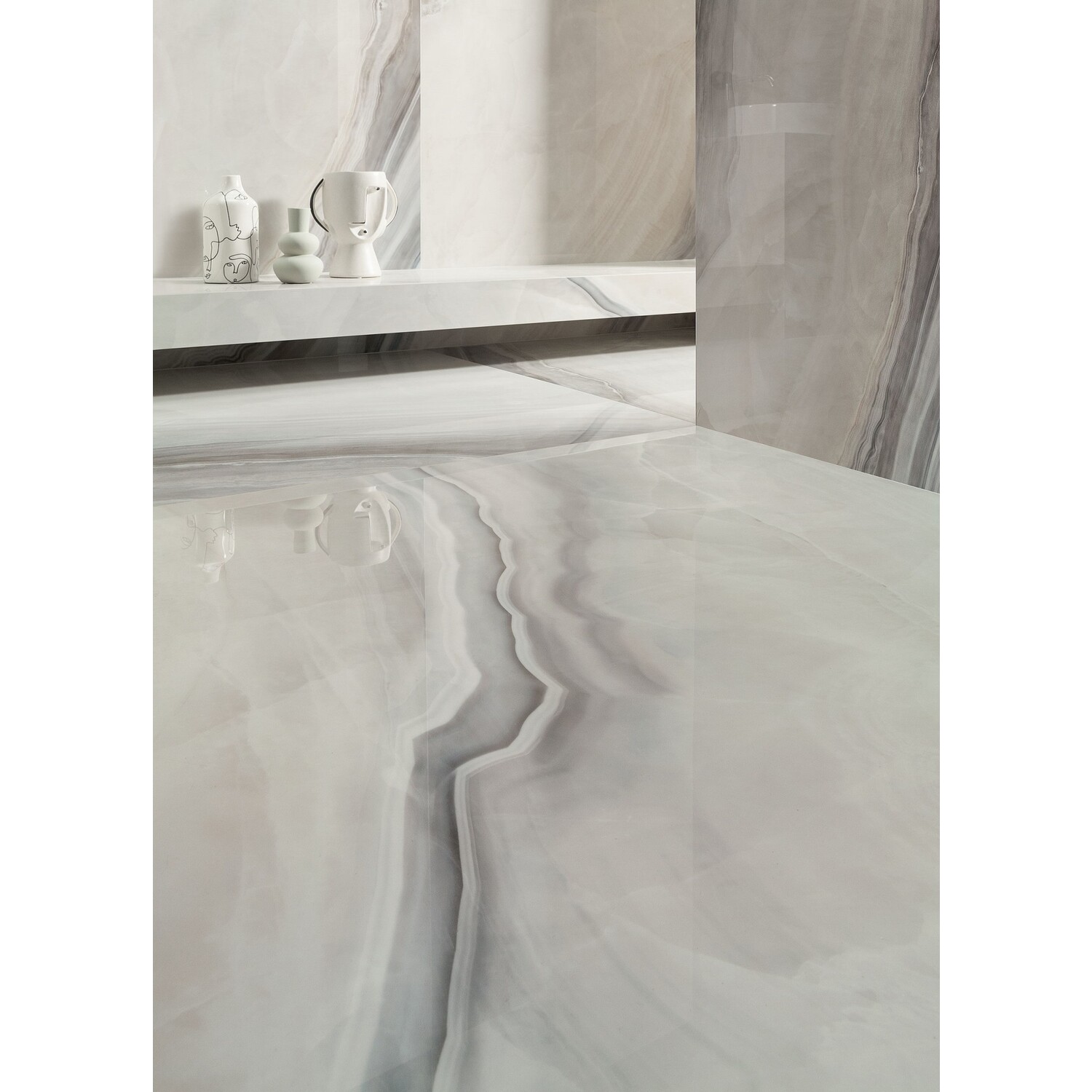 Vloer- en wandtegel  marmerlook White Opal 80 x 80 cm