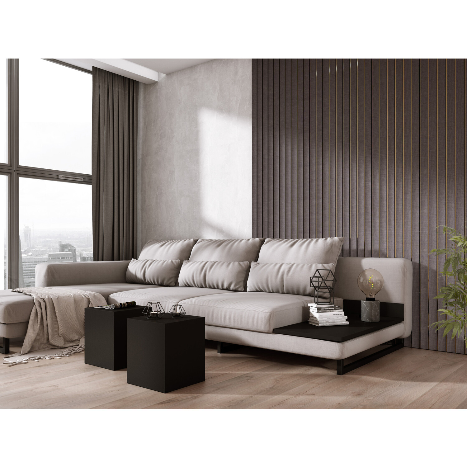 Lamelio 3D wandpaneel - Amber Antraciet 270 cm