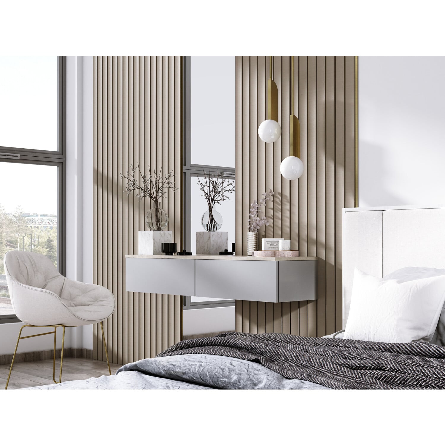 Lamelio 3D wandpaneel - Amber Beige 270 cm
