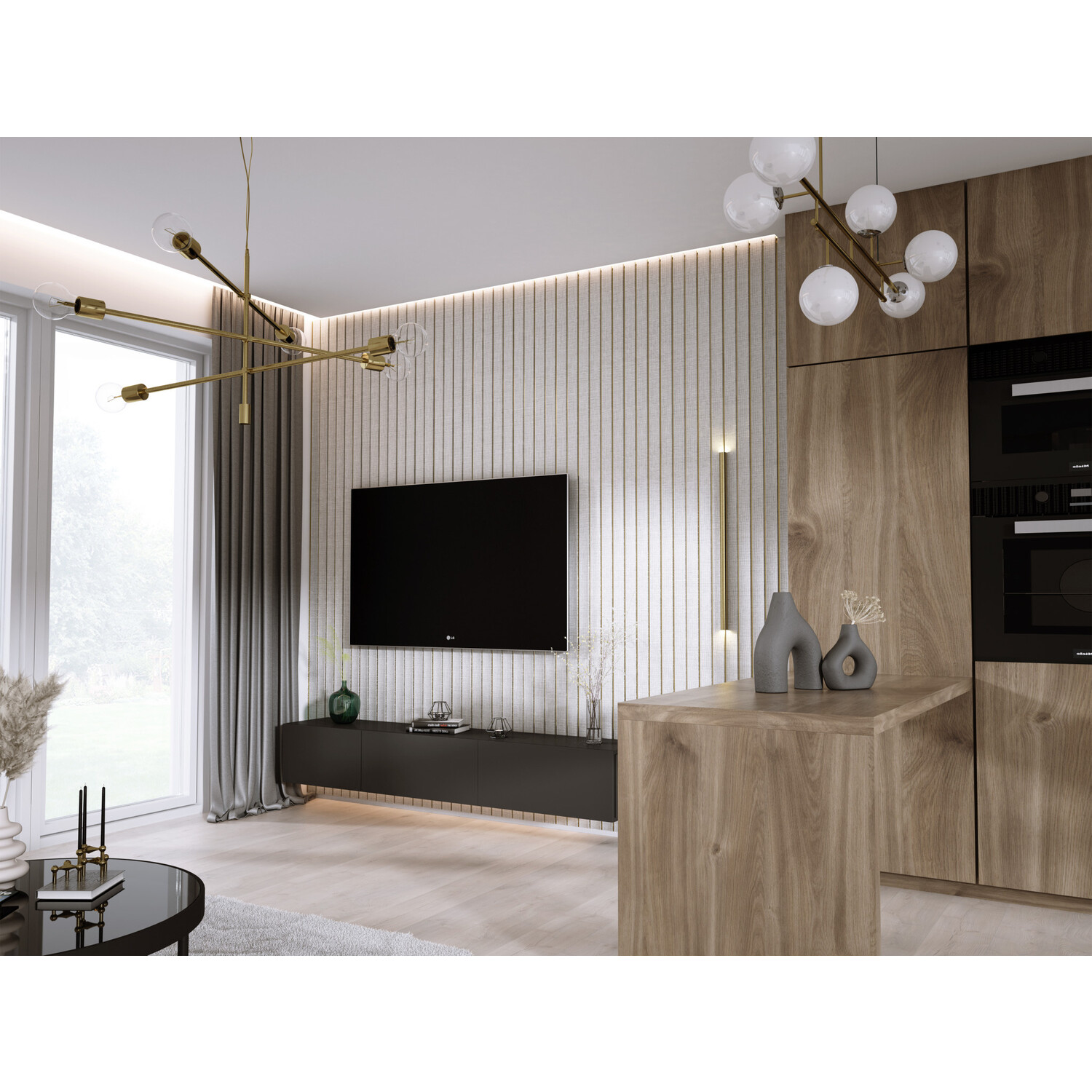 Lamelio 3D wandpaneel - Amber Wit 270 cm