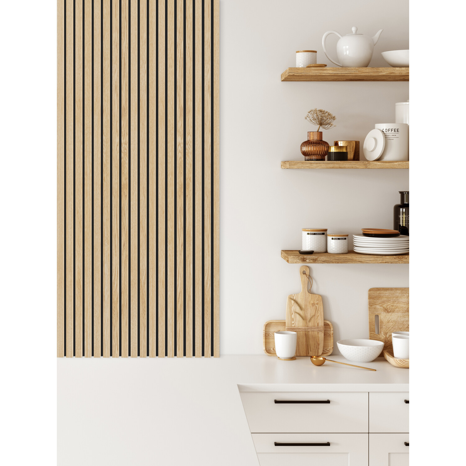 Akoestisch Paneel Licht Eiken 270x30 cm Lamelio Akoestisch Paneel Licht Eiken 270x30 cm