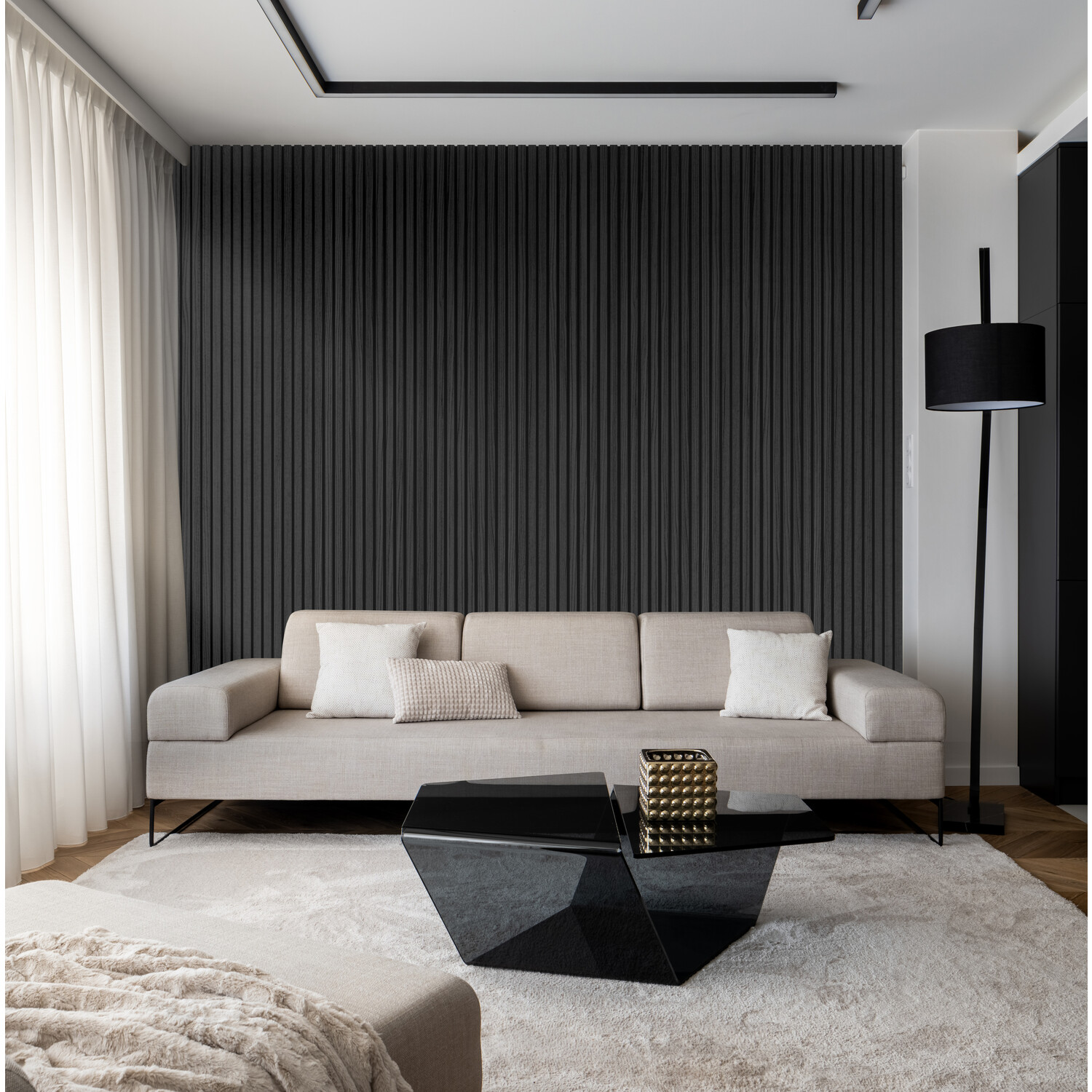 Akoestisch Paneel Grafiet 270x30 cm Lamelio Akoestisch Paneel Grafiet 270x30 cm