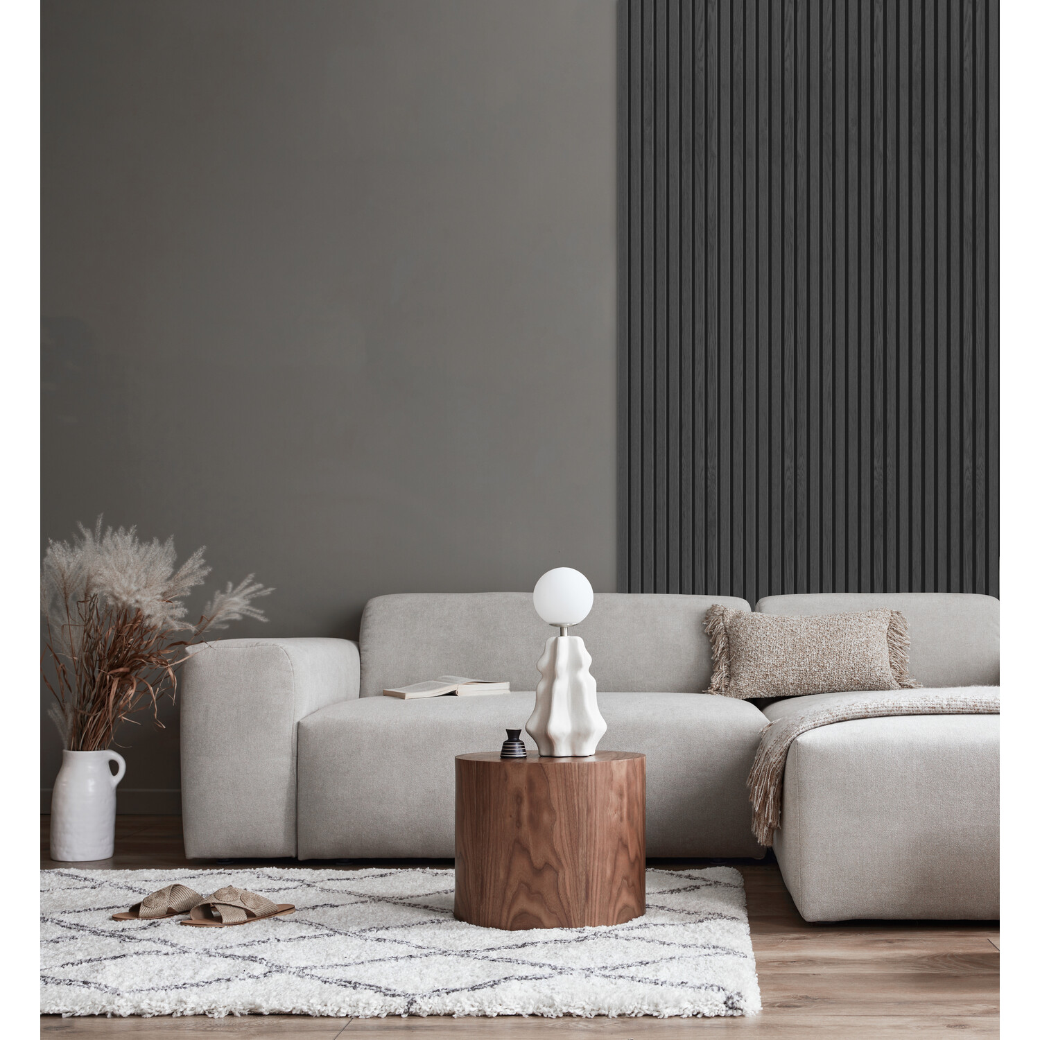 Akoestisch Paneel Grafiet 270x30 cm Lamelio Akoestisch Paneel Grafiet 270x30 cm