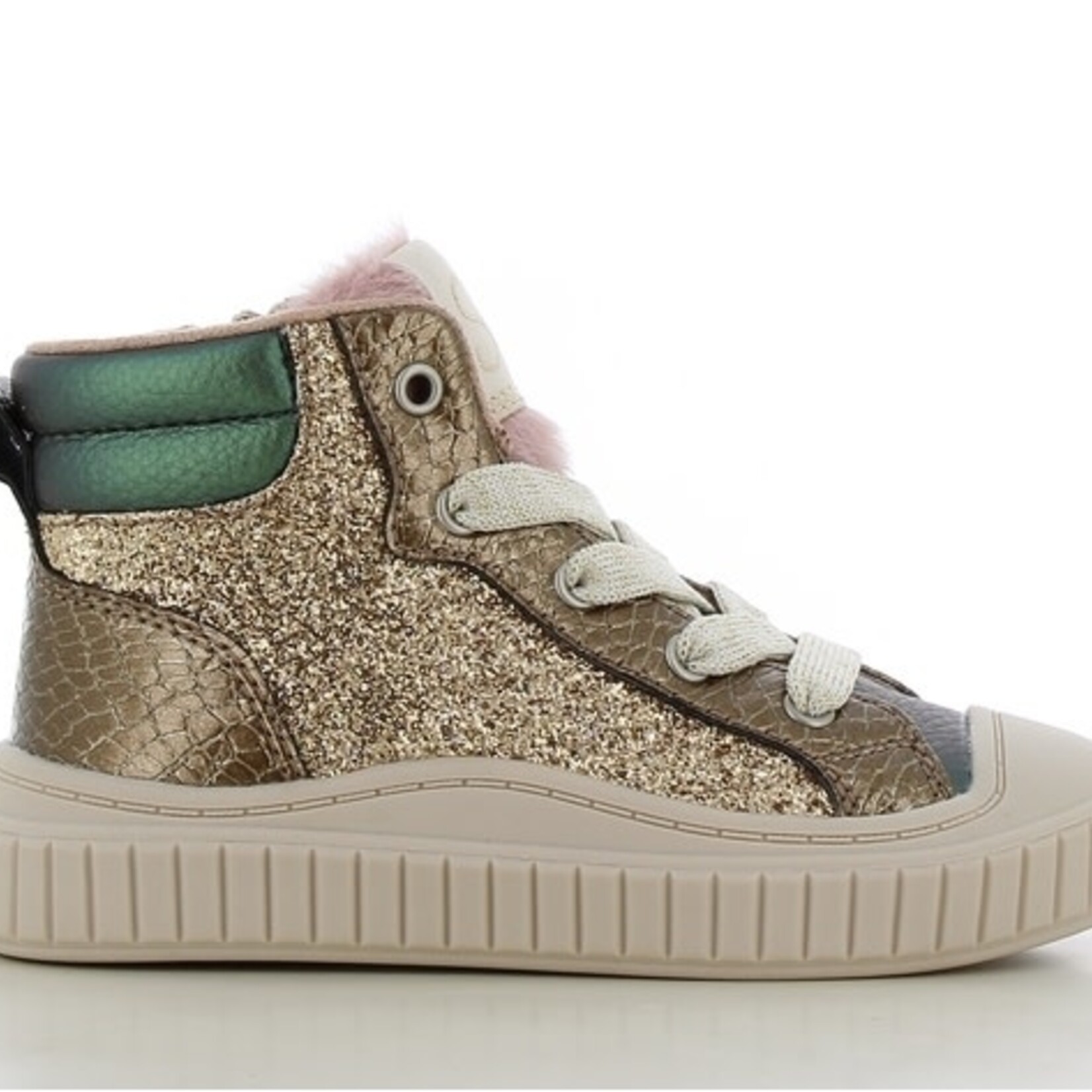 SJ SJ Hoge sneaker glitter goud/groen