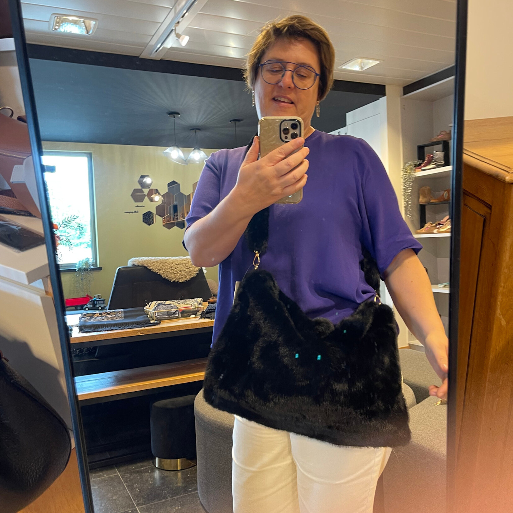 Mad-dam Mad-dam tas zwart pels