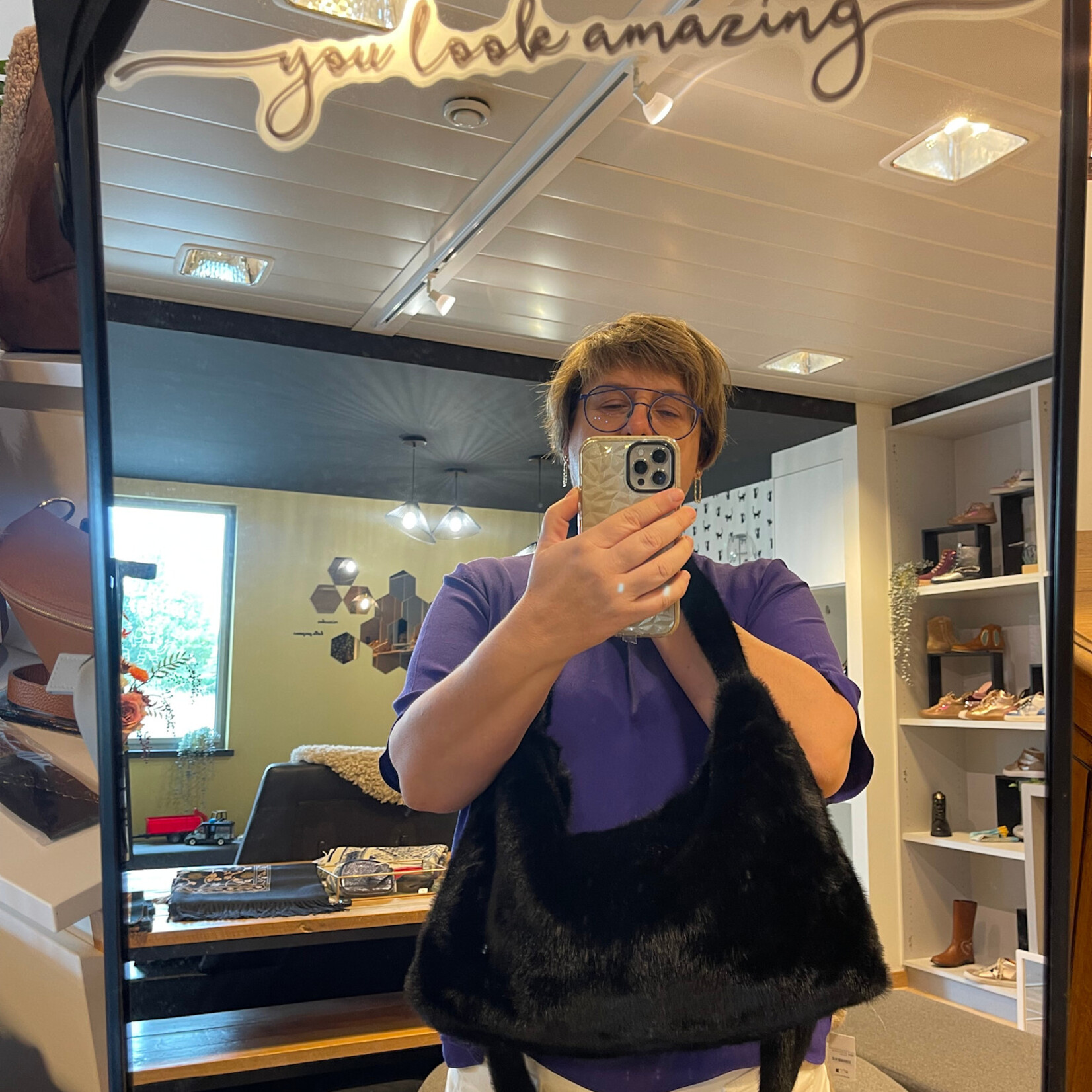 Mad-dam Mad-dam tas zwart pels