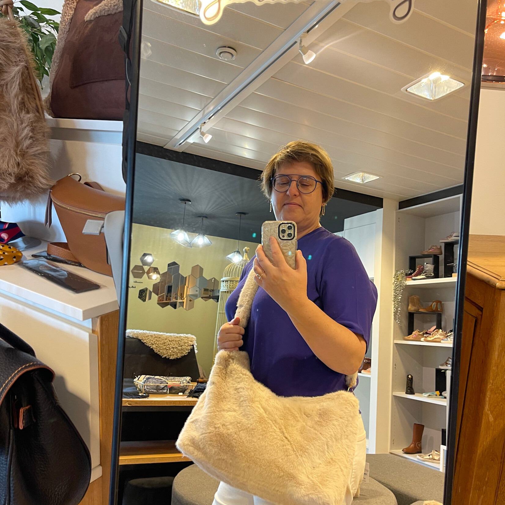 Mad-dam Mad-dam tas beige pels