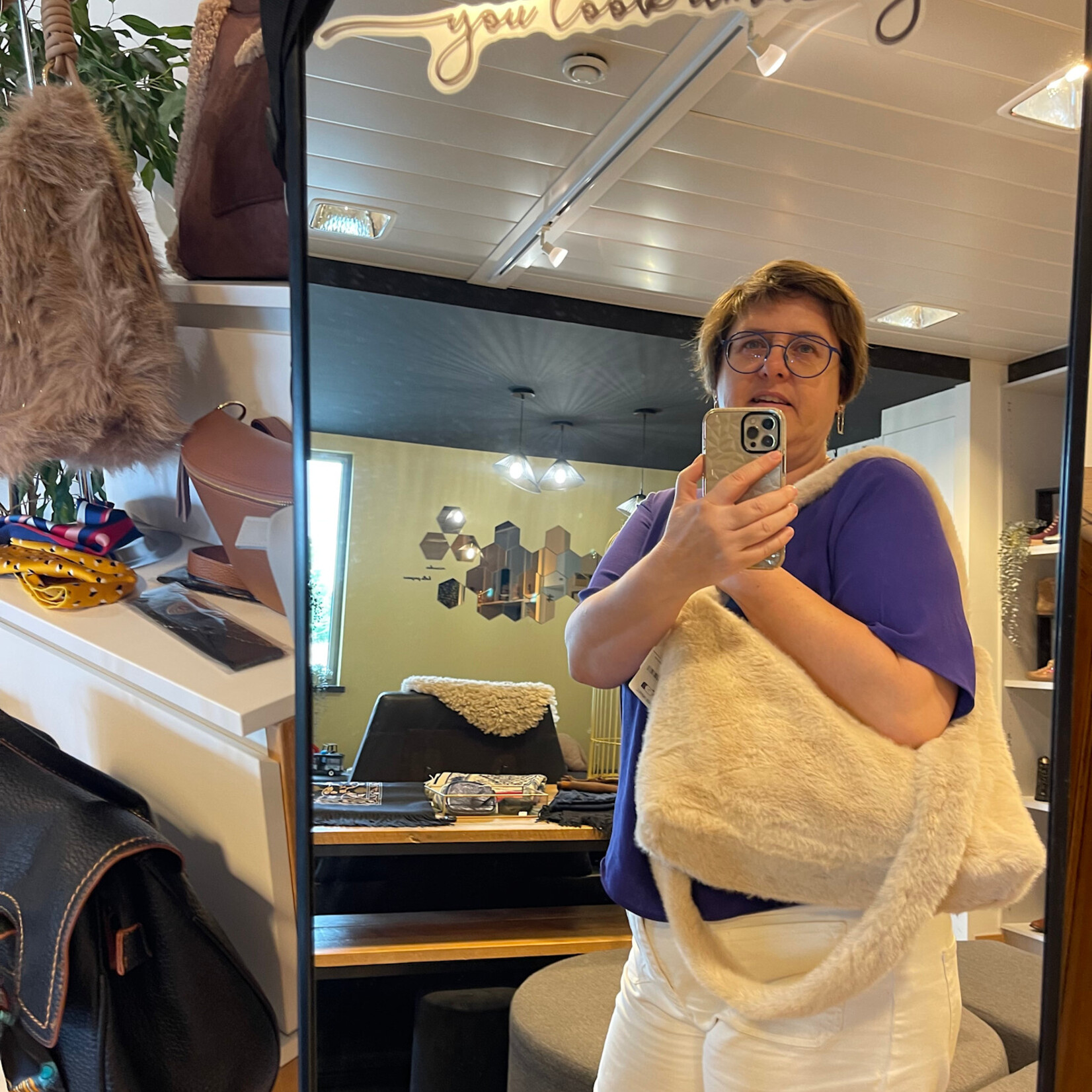 Mad-dam Mad-dam tas beige pels