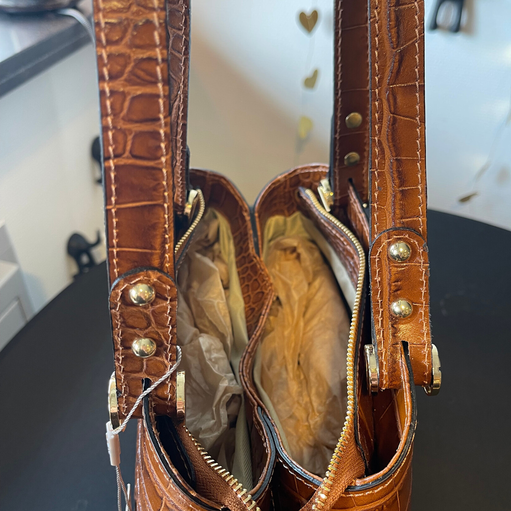 TiF Handtas leder cognac koper