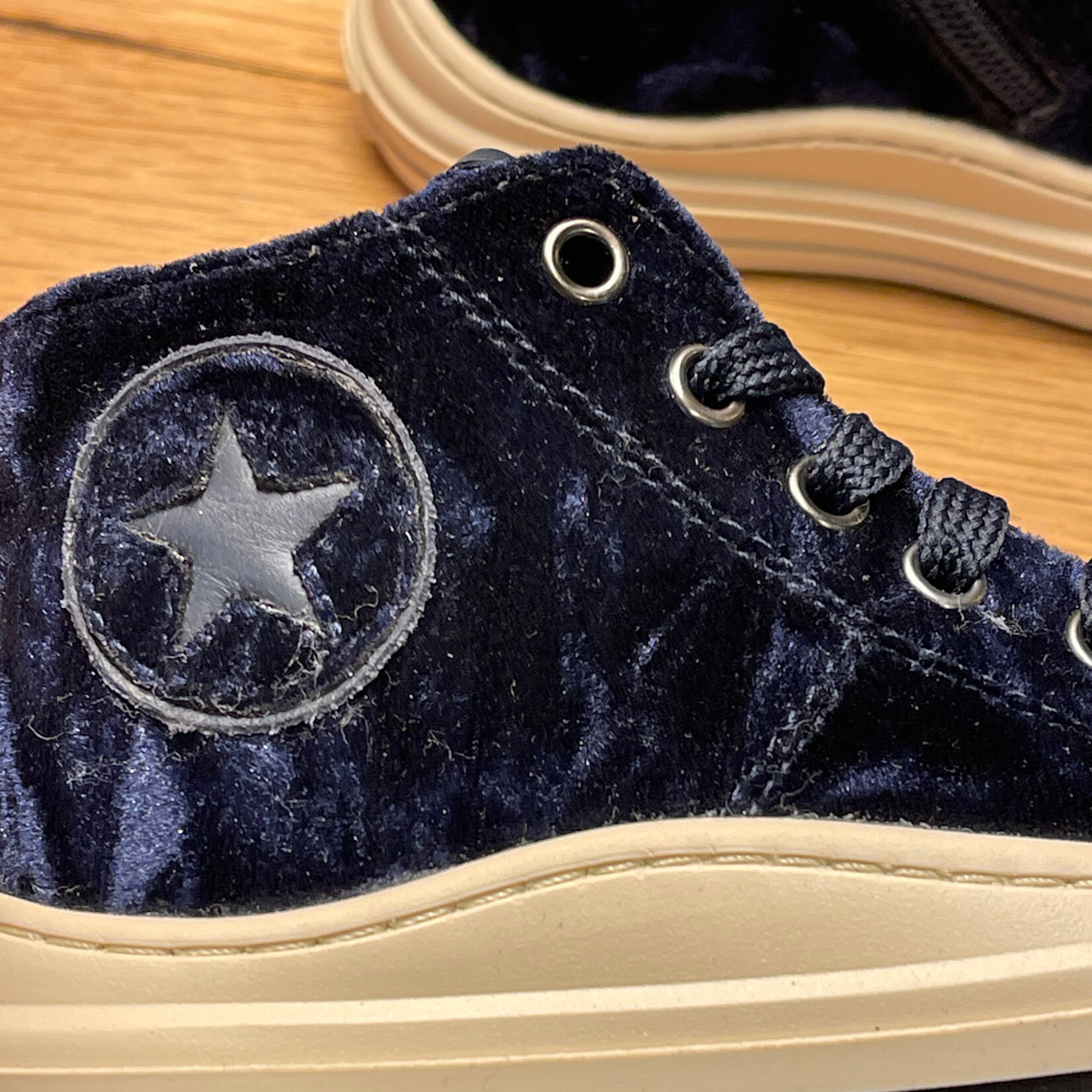 Jopper Hoge sneaker blauw velour