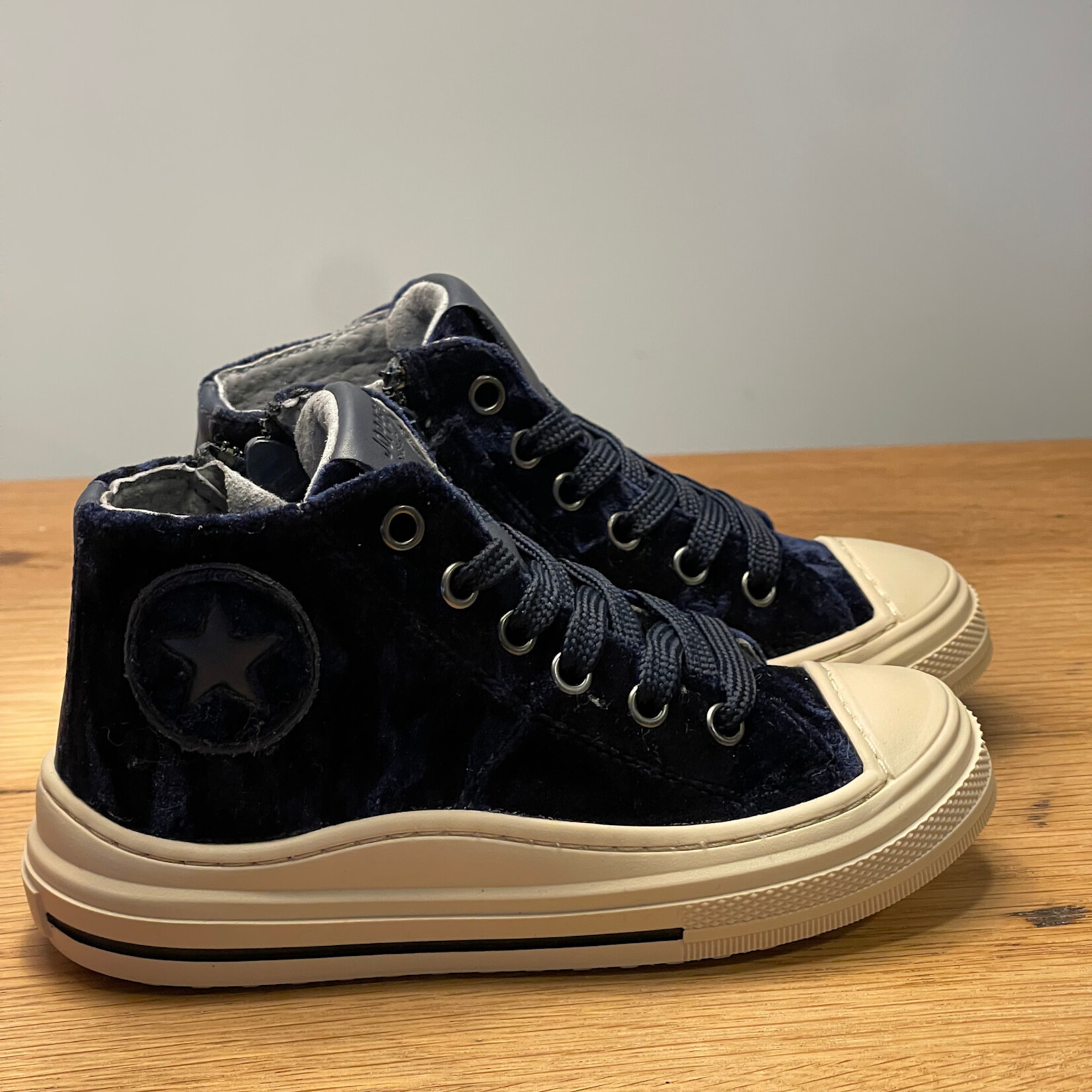 Jopper Hoge sneaker blauw velour