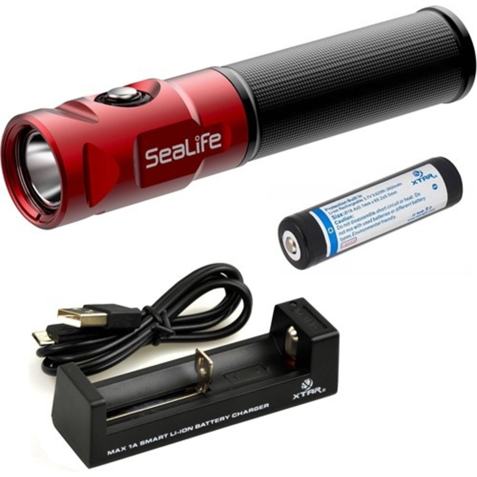 Sealife (KIT 06) Sea Dragon Mini 900 spot light, lanyard with BC clip, 2600 mAh 18650 Li-Battery & USB charger